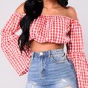 Red Gingham Crop-Top